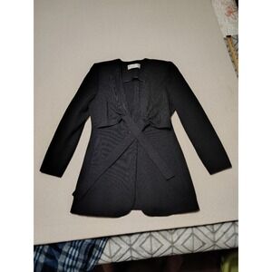 St. John Collection Knit Cardigan Sweater Tie Front Long‎ Sleeve Black Size M